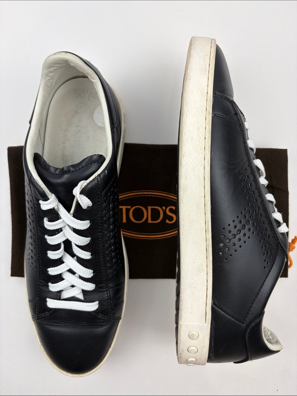 Authentic Tod's Perforated Leather Low Top Sneakers ~ in Black